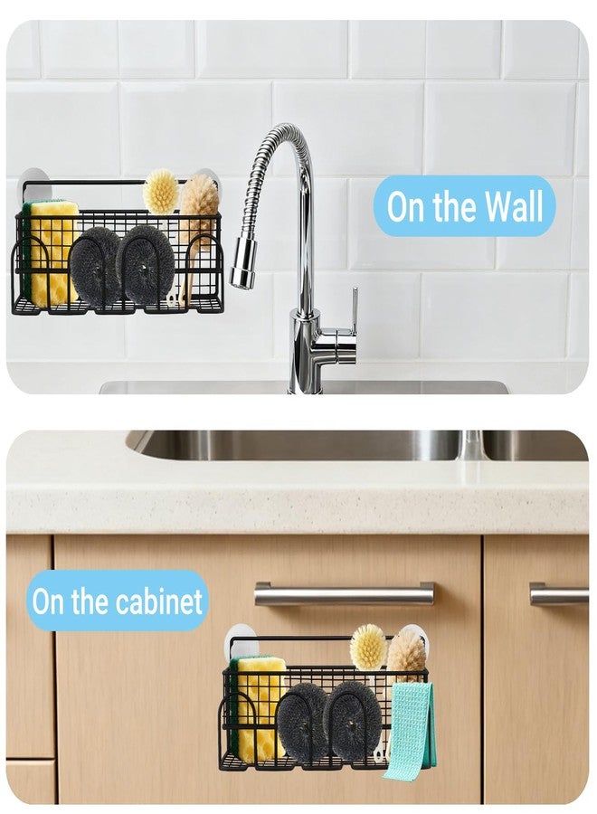 Frayot Sponge Holder for Kitchen Sink, Sink Organizer with 2 Installation Methods, Mesh Design for Sponge, Dish Brush, Scrubber, and Sink Stopper (Black-Large) - Image 5