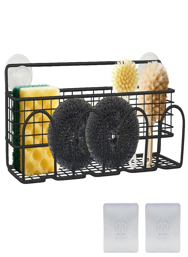 Frayot Sponge Holder for Kitchen Sink, Sink Organizer with 2 Installation Methods, Mesh Design for Sponge, Dish Brush, Scrubber, and Sink Stopper (Black-Large) - Image 1