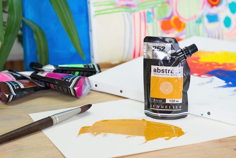 Sennelier Abstract Artist Acrylic 120 ml Pouch (Yellow Ochre High Gloss) - Image 3