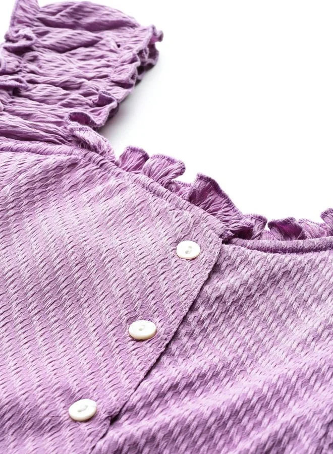 مرفوعة Women Flared Textured Sweetheart Neck Sleeveless Button Down Dress