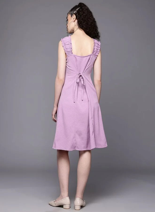 Freehand  Women Flared Textured Sweetheart Neck Sleeveless Button Down Dress for Women | Best Price UAE