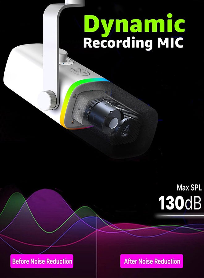 Gaming USB Microphone with Noise Cancellation, RGB Lights, Mute on, Gain Control – Condenser Mic for PC, Podcast Recording, Video Streaming, Tripod Stand, Pop Filter, Shock Mount - Image 2