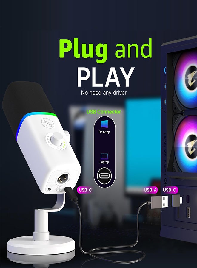 Gaming USB Microphone with Noise Cancellation, RGB Lights, Mute on, Gain Control – Condenser Mic for PC, Podcast Recording, Video Streaming, Tripod Stand, Pop Filter, Shock Mount - Image 5