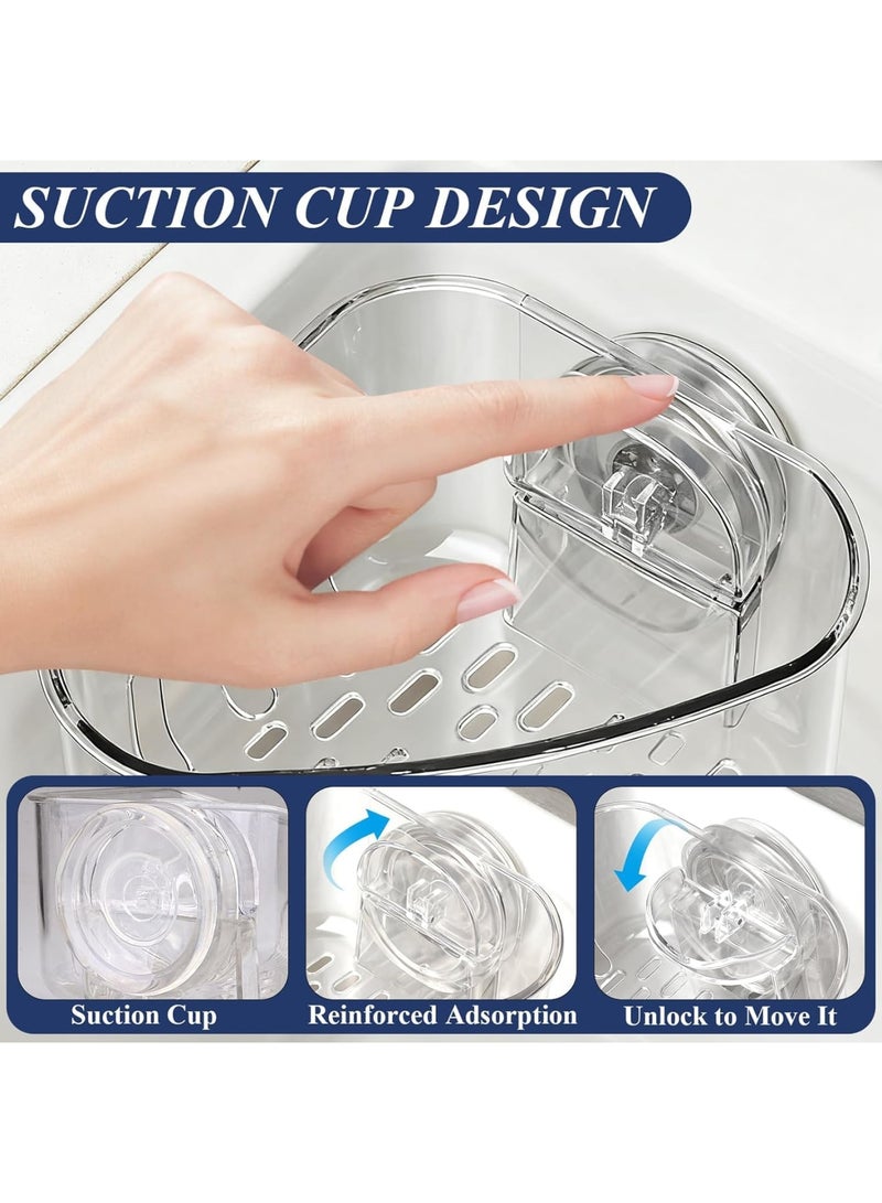 SYOSI Sink Strainer Basket, Triangle Corner Suction Rack with Drainage Hole, Punch-Free Kitchen and Bathroom Trash Catcher for Sink, Easy Install Corner Storage Organizer, Transparent - Image 3