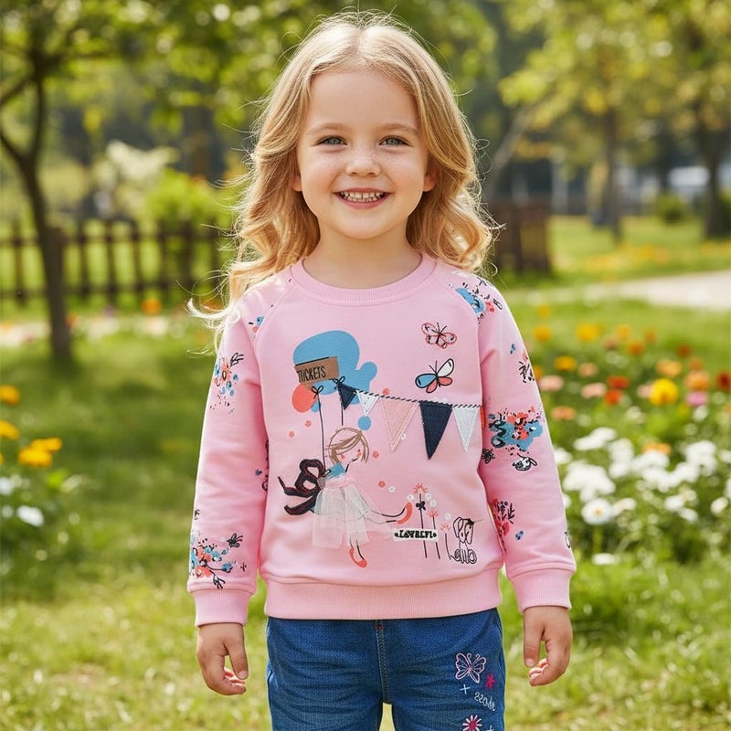 Peacolate 2-7T Toddler Big Girls Pants Set 2pcs Cotton top and Jeans(Rainbow,5T) - Image 4