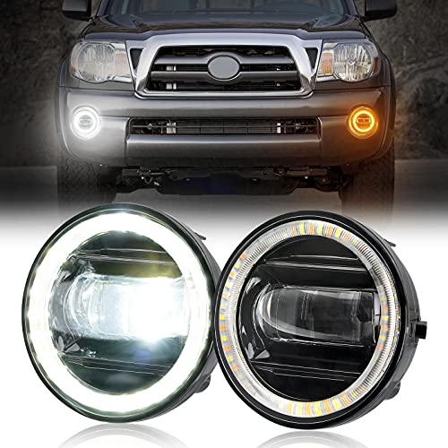 SUPAREE LED Fog Lights with Halo Ring White DRL/Yellow Turn Signal Fit for Tacoma 2005-2011/Tundra 2007-2013/Solara 2004-2006/Sequoia 2008-2015 Ideal for All-Weather Conditions,2 Pack - Image 1