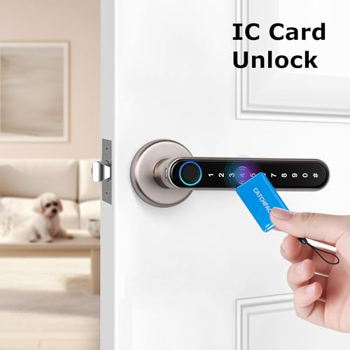 CATCHFACE [Upgrade] Smart Lock,CATCHFACE Fingerprint Door Lock TTLock Smart Door Knob Smart Door Handle Digital Door Lock Fingerprint/Code/Card/Key-Ideal for Front Door Hotel Office Office - Image 2