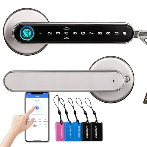 CATCHFACE [Upgrade] Smart Lock,CATCHFACE Fingerprint Door Lock TTLock Smart Door Knob Smart Door Handle Digital Door Lock Fingerprint/Code/Card/Key-Ideal for Front Door Hotel Office Office - Image 1