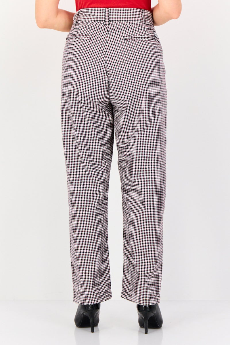 OBEY Women Regular Fit Micro Checked Straight Leg Pants, Multicolor - Image 3