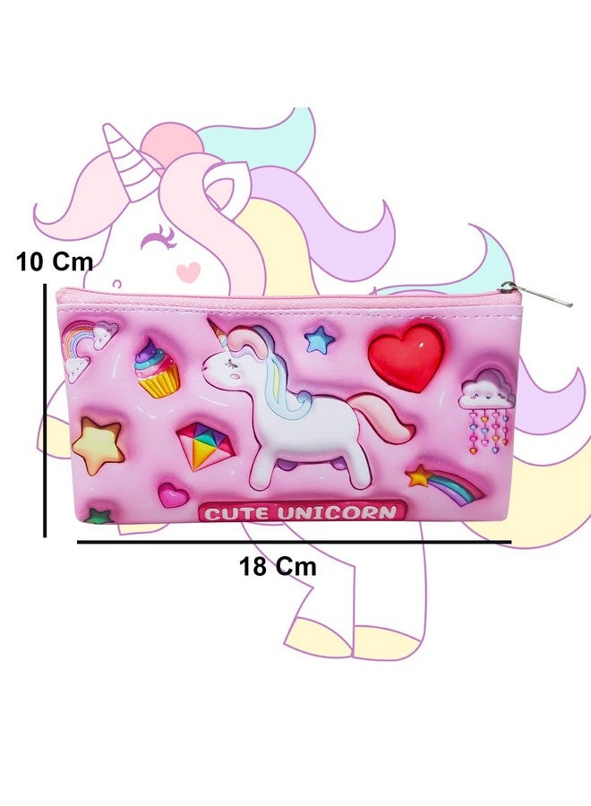 PARTEET Unicorn Pouch For Girls Pencil Case Pencil Pouch For Girls School Stationery Pencil Pouch For Kids Zipper Closer Waterproof Soft Travel Pouch For Kids - Leather, Pink - Image 3