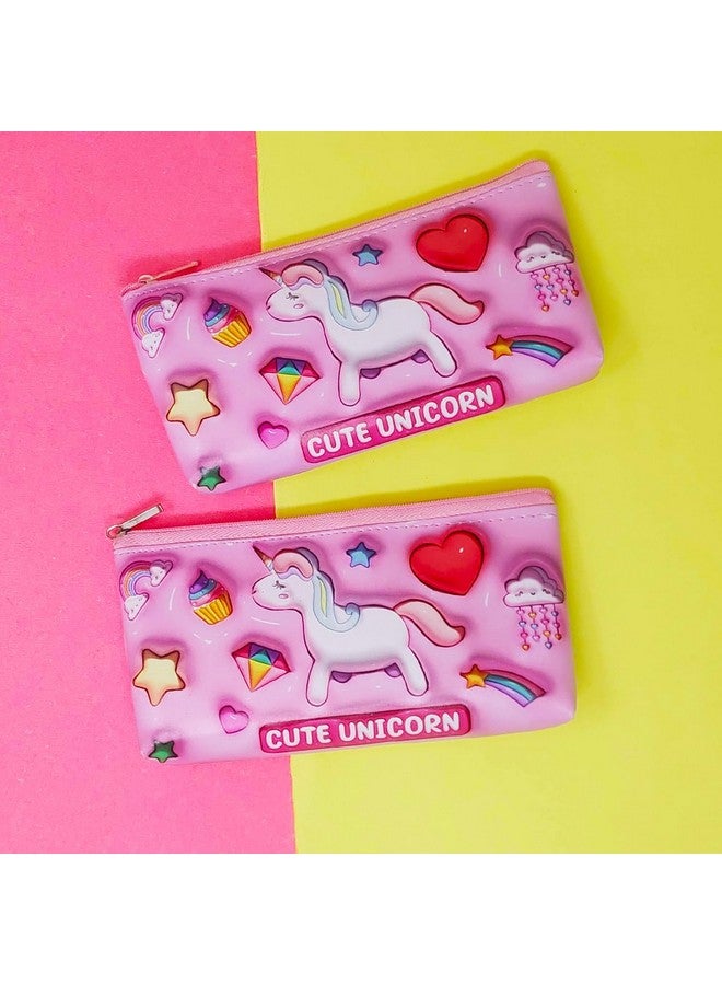 PARTEET Unicorn Pouch For Girls Pencil Case Pencil Pouch For Girls School Stationery Pencil Pouch For Kids Zipper Closer Waterproof Soft Travel Pouch For Kids - Leather, Pink - Image 5