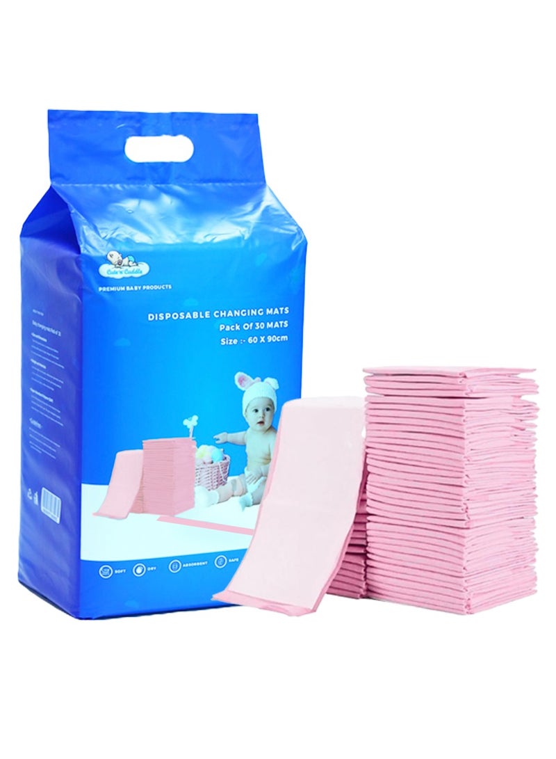 لطف وحضن مجموعة من 60 سجادة تغيير حفاضات للأطفال للاستخدام مرة واحدة، مقاس 60×90 سم، باللون الوردي - Image 1