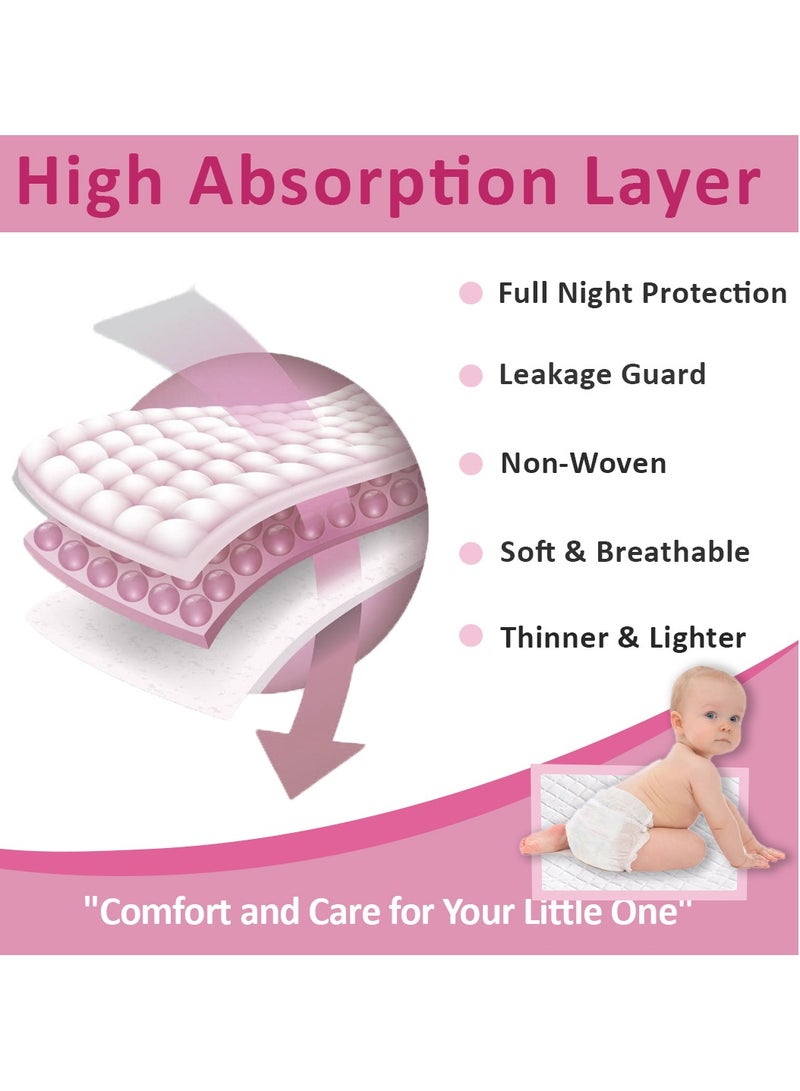 لطف وحضن مجموعة من 60 سجادة تغيير حفاضات للأطفال للاستخدام مرة واحدة، مقاس 60×90 سم، باللون الوردي - Image 4