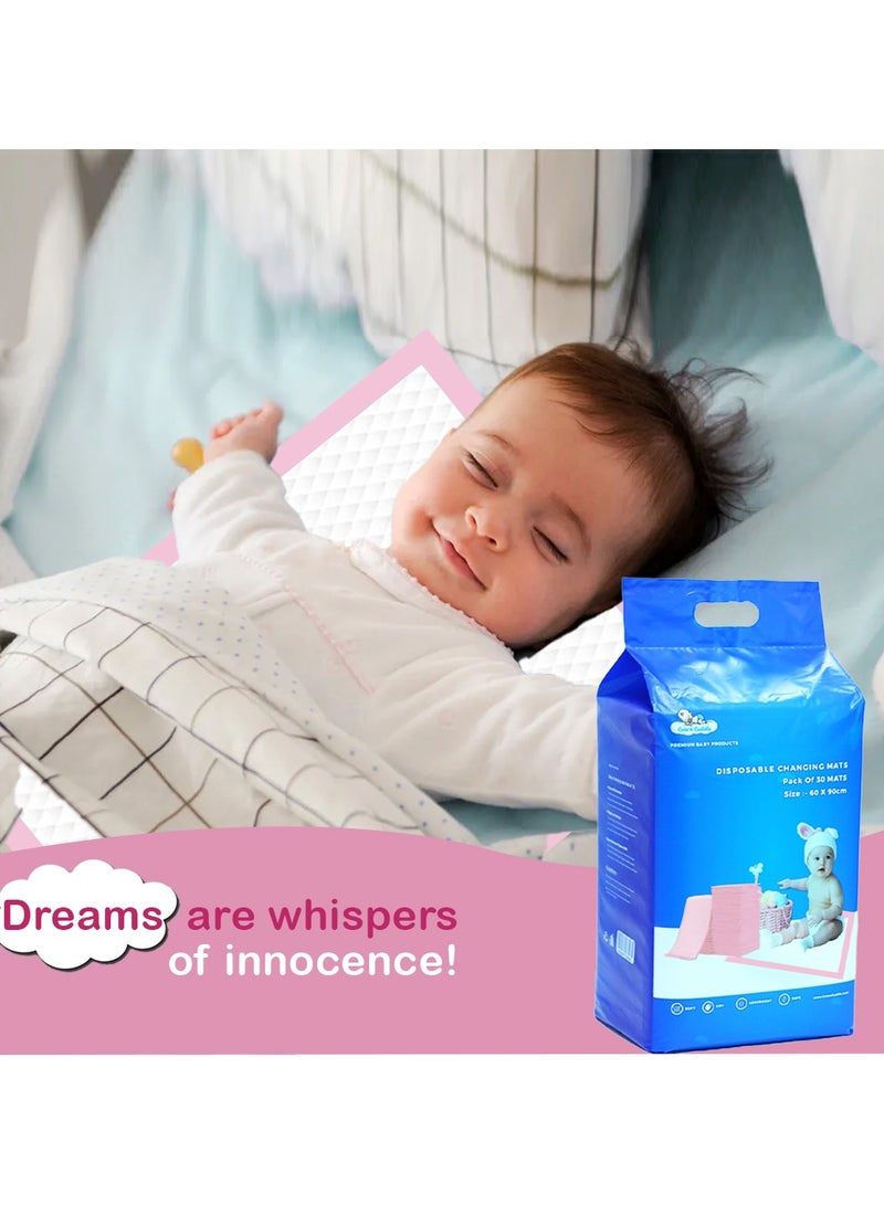 لطف وحضن مجموعة من 60 سجادة تغيير حفاضات للأطفال للاستخدام مرة واحدة، مقاس 60×90 سم، باللون الوردي - Image 5