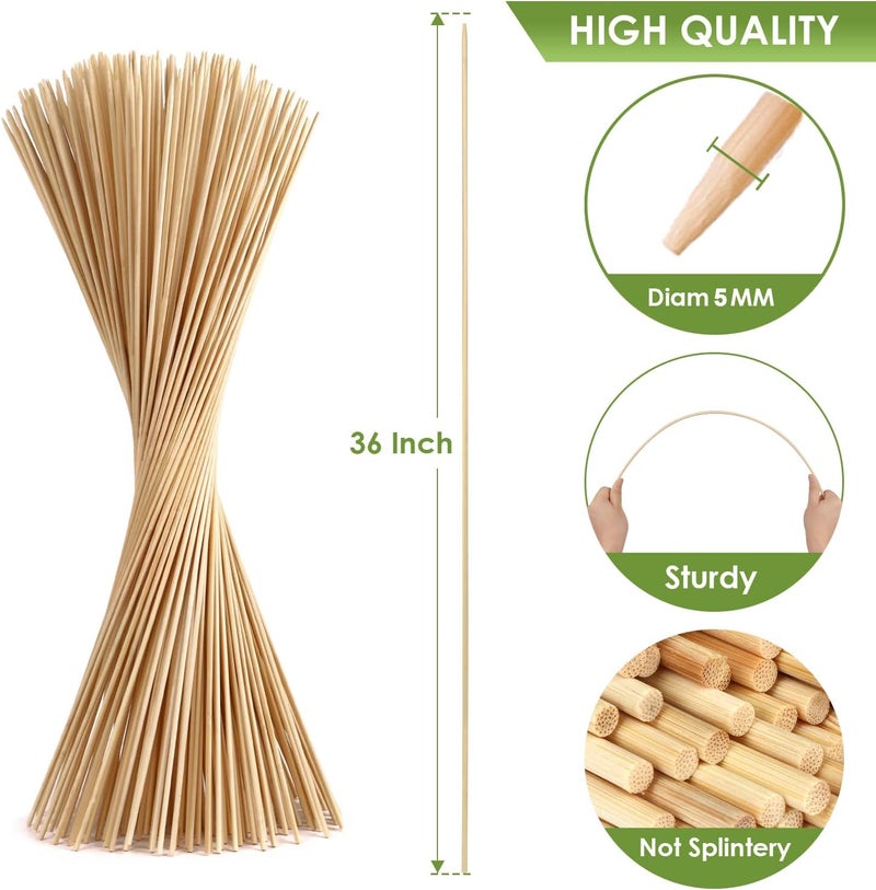 WixiTool Smores Sticks 36" Long 5 mm Thick, 120 PCS Marshmallow Roasting Smore Sticks Bamboo, Disposable Marshmellow Sticks Camping Heavy Duty SMores Skewers for Outdoor Fire Pits Campfires Hot Dog Sausage - Image 3