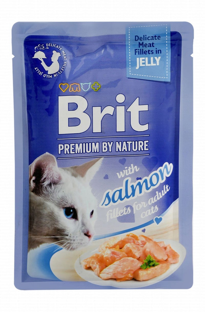 Brit Wet Cat Food with Salmon Fillets in Jelly for Adult Cats, 85 g - Image 1
