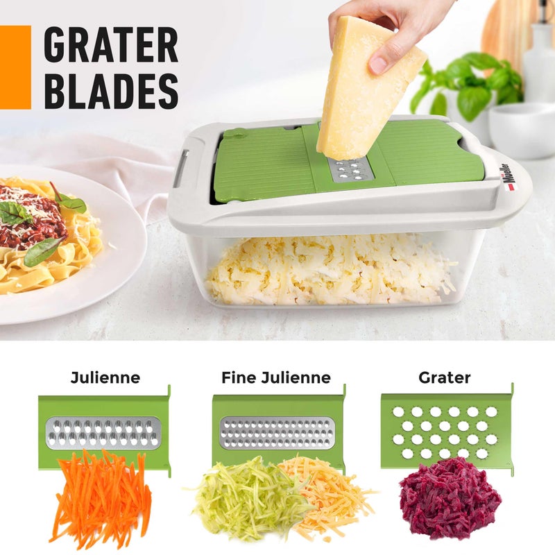 Mueller Pro-Series 10-in-1, 8 Blade Vegetable Chopper, Onion Mincer, Cutter, Dicer, Egg Slicer with Container, French Fry Cutter Potato Slicer, Home Essentials, Salad Chopper White Sand/Green - Image 4