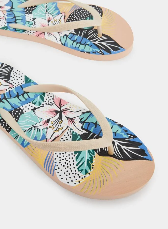 Styli Styli Floral Print Flip Flops