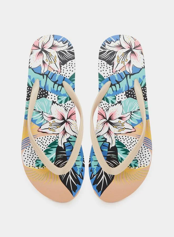 Styli Styli Floral Print Flip Flops