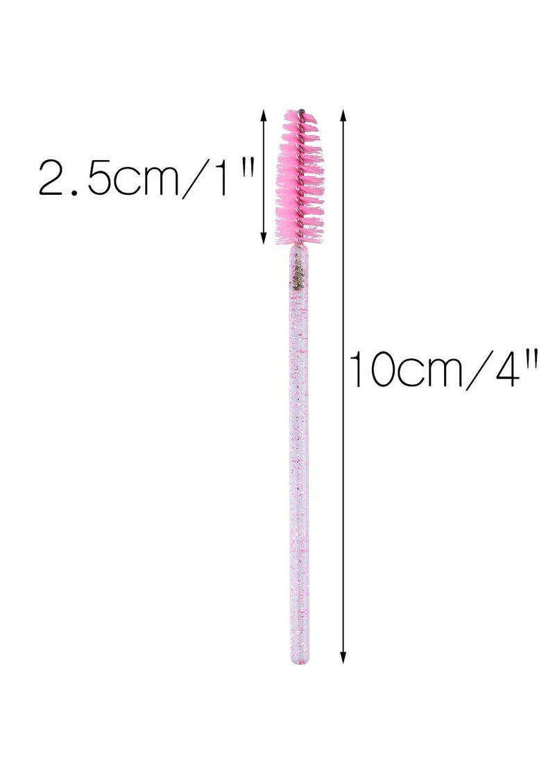 g2plus G2PLUS 300PCS Crystal Eyelash Brushes, Pink Disposable Mascara Wands Makeup Applicator, Adjustable Lash Spoolies for Eyelash Extensions and Eyebrow Brush  - Image 3