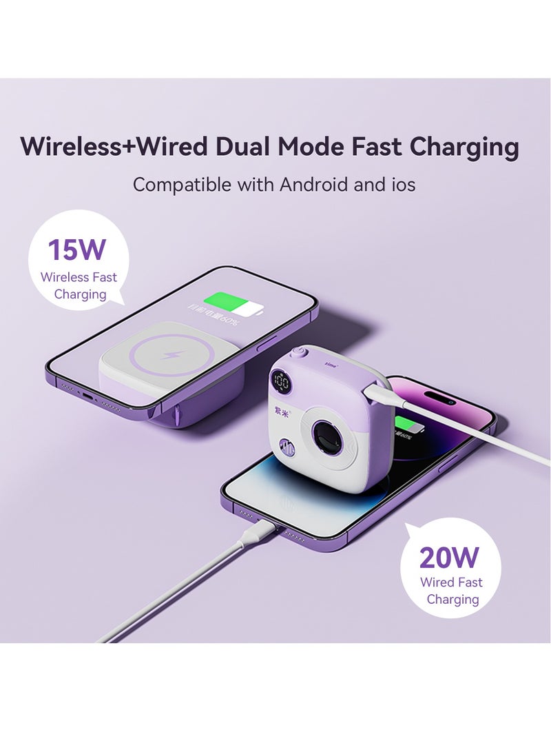 zime zime E49A Magnetic Power Bank, 10,000mAh Foldable Magnetic Wireless Portable Charger, 20W USB-C Power Compatible with iPhone 16/15/14/13/12 Series - Image 3