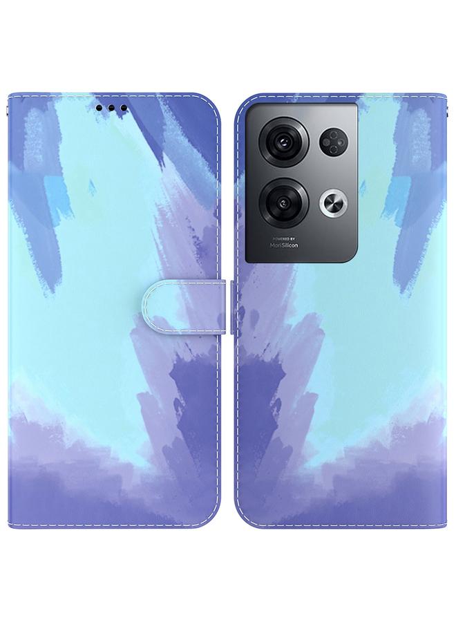 اس-توب جراب هاتف OPPO Reno8 Pro بنمط ألوان مائية من الجلد القابل للطي - Image 1