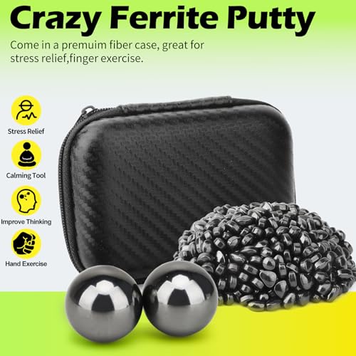 LNCOJOLM Fidget Toy Magnet Stone Smile Ferrite Putty with 2 Magnets Smooth Magnetic Ferrite Magnet Rock Ball Fidget Toy Science Kit Office Desk Toy Decoration Gift for Adults - Image 5