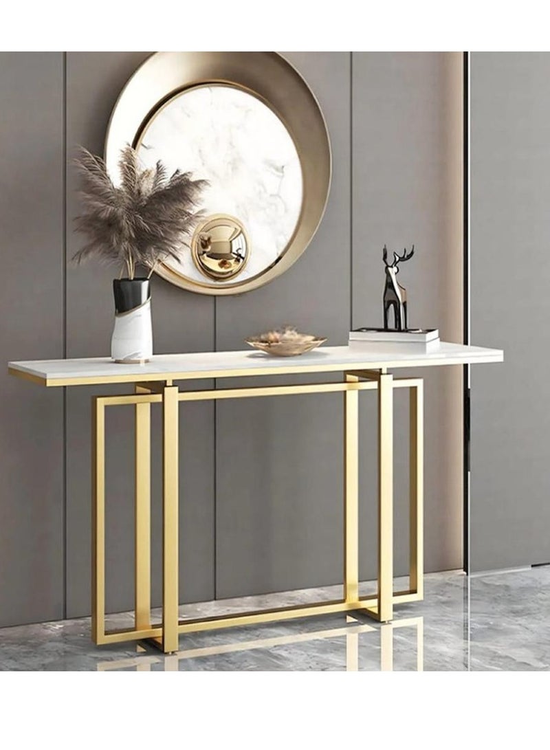 Generic Iron entrance table, marble wood, gold and white MDF - 130 x 40 x 100 cm  - Image 1