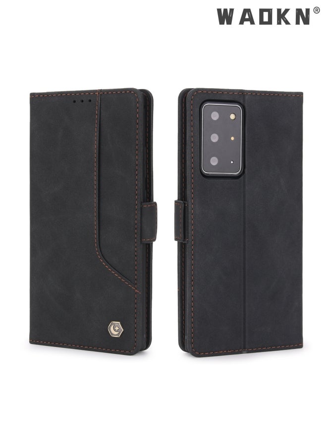 WAOKN Wallet Case for Samsung Galaxy S23 Ultra, Premium Leather Phone Case Back Cover Magnetic Detachable with Trifold Wallet Card Holder Pocket for Samsung Galaxy S23 Ultra (Black) - Image 4