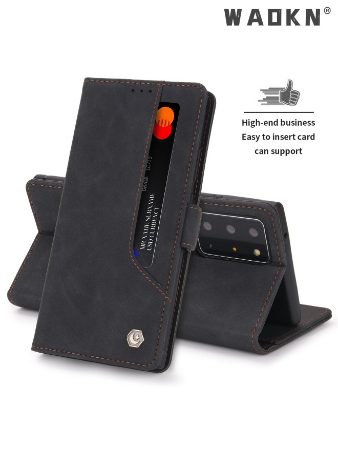 WAOKN Wallet Case for Samsung Galaxy S23 Ultra, Premium Leather Phone Case Back Cover Magnetic Detachable with Trifold Wallet Card Holder Pocket for Samsung Galaxy S23 Ultra (Black) - Image 3