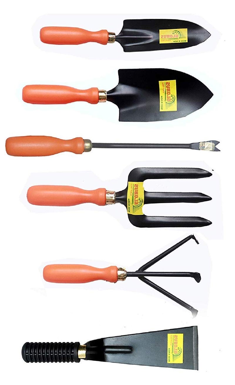 GLOBUS 116 Garden Tool KIT Pack of 6 PCS (Transplanter, Big Trowel, Weeder Fork, Weeder, Cultivator KHURPA 3") - Image 2