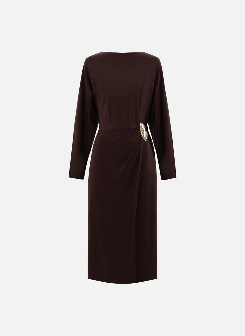 Lichi Jersey midi dress with waist decor