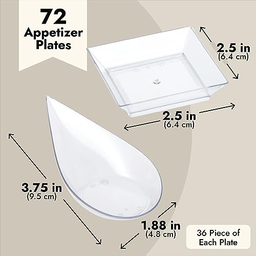 Juvale طقم أطباق مقبلات صغيرة من جوفيل وملعقات على شكل قطرة - 72 قطعة، 2.5 بوصة مربع و3.75 بوصة على شكل قطرة، أسود - أطباق وملعقات بلاستيكية صغيرة للتقديم - Image 4