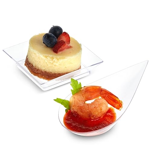 Juvale طقم أطباق مقبلات صغيرة من جوفيل وملعقات على شكل قطرة - 72 قطعة، 2.5 بوصة مربع و3.75 بوصة على شكل قطرة، أسود - أطباق وملعقات بلاستيكية صغيرة للتقديم - Image 5