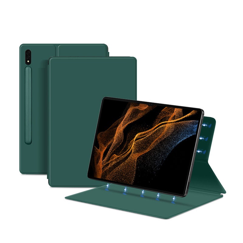 حافظة لبلت واي Magnetic ذات مقبض مزدوج الجانب من الجلد كمبيوتر لبلت S9 Ultra بحجم 14.6 بوصة 2023 (SM-X910/X916/X918)، حافظة واقية من الجلد للبلت بدعامة ثلاثية الطيات رفيعة جدًا مع وظيفة الاستيقاظ الذاتي والنوم/حامل للقلم - Image 2