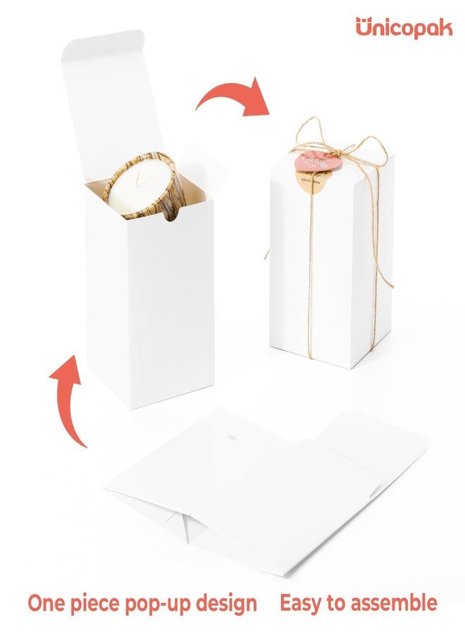 UnicoPak 30 Pack 4x4x6 White Gift Boxes with Lids - Tall Small Gift Boxes for 16oz Mason Jars, Candles, Mugs - Pop-Up Easy Assembly Favor Boxes for Christmas, Wedding & DIY Crafting - Image 4