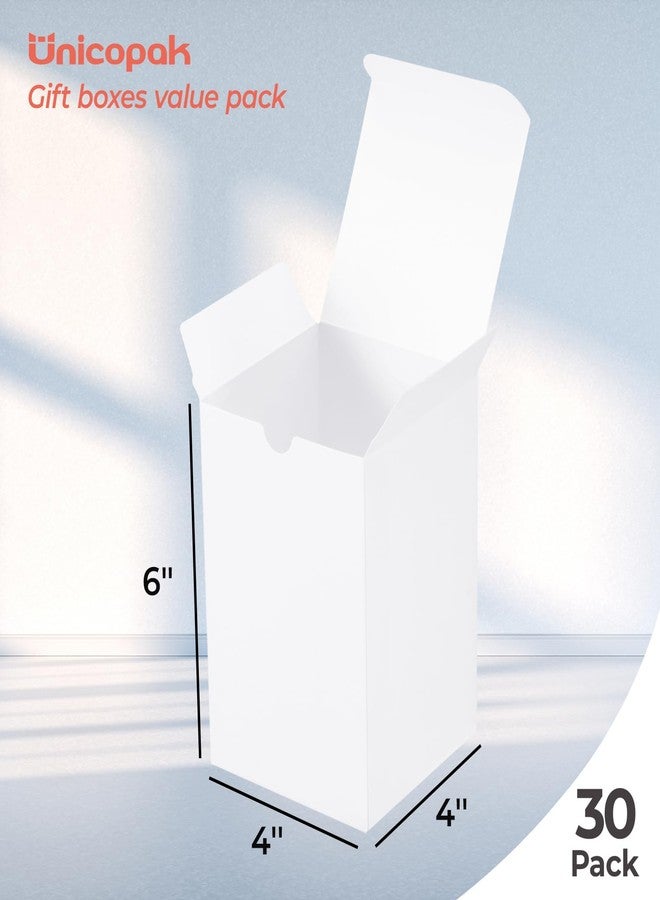 UnicoPak 30 Pack 4x4x6 White Gift Boxes with Lids - Tall Small Gift Boxes for 16oz Mason Jars, Candles, Mugs - Pop-Up Easy Assembly Favor Boxes for Christmas, Wedding & DIY Crafting - Image 2
