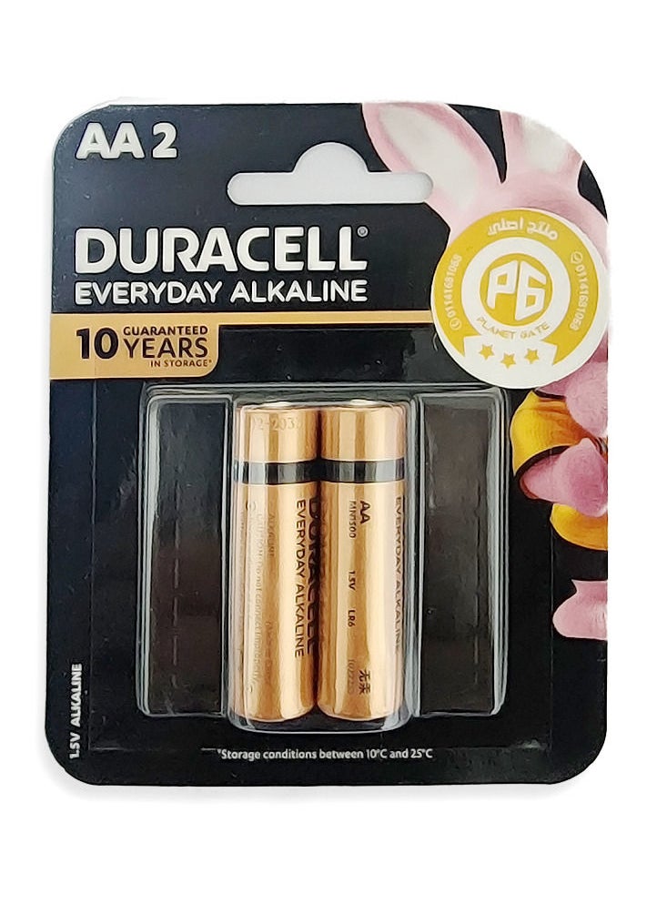 Duracell EveryDay Alkaline AA2 Batteries - 2 Pieces Gold  - Image 1