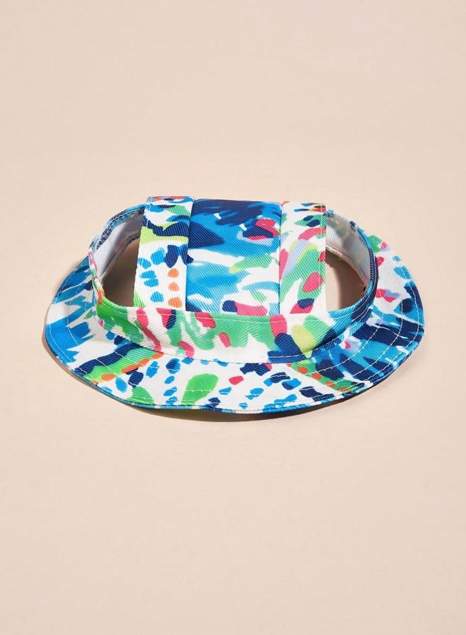 Beistle Cartoon Pattern Dog Hat with Ear Hole Round Brim Dog Puppy Cat Sun Hat Bucket Hat Outdoor Sun Protection Pet Caps for Small Medium Cats Dogs Kitten Multicolor L  - Image 2