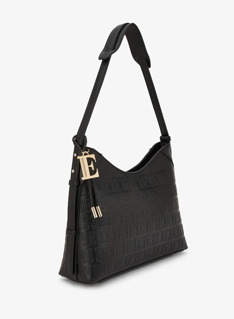 ELLE Embossed Shoulder Bag With Strap Handle