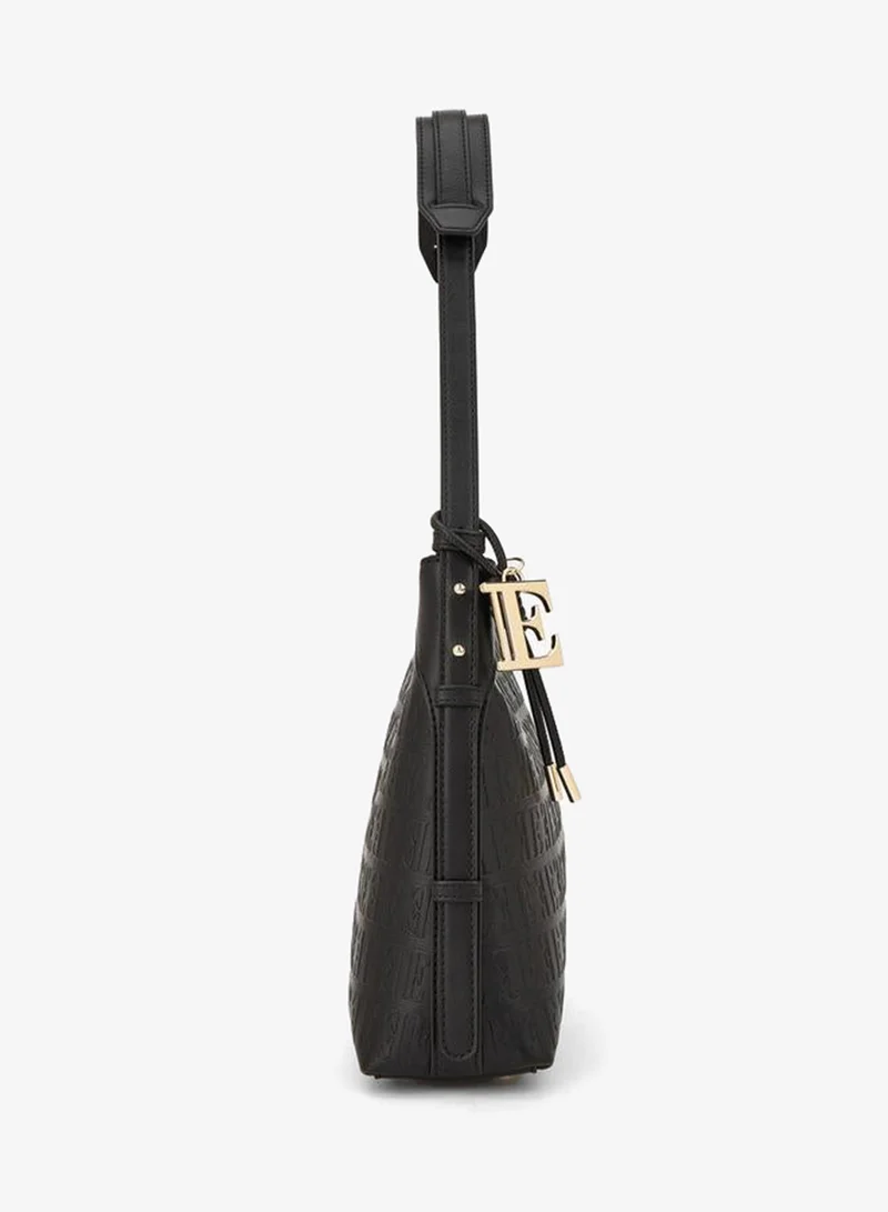 ELLE BLACK Embossed Shoulder Bag With Strap Handle for Women | Best Price UAE