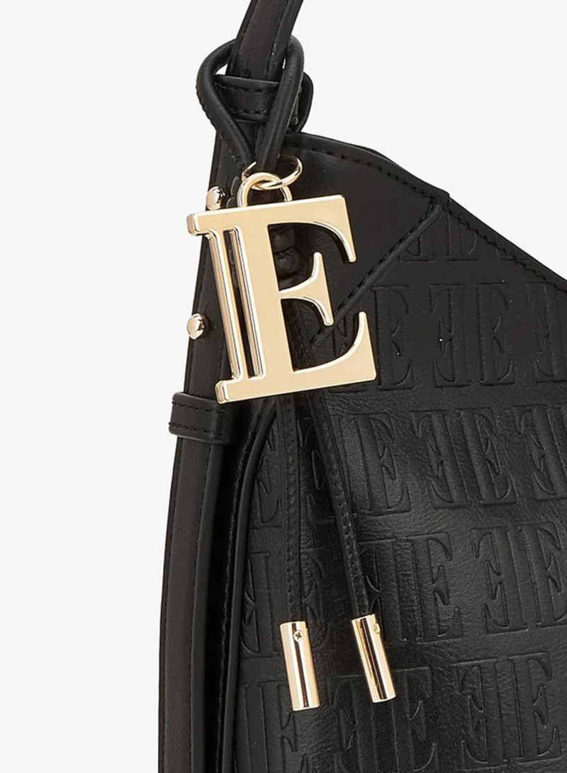ELLE BLACK Embossed Shoulder Bag With Strap Handle for Women | Best Price UAE