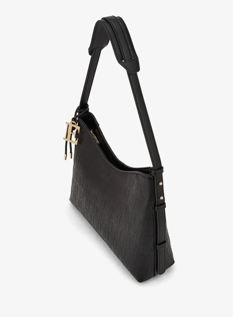 ELLE BLACK Embossed Shoulder Bag With Strap Handle for Women | Best Price UAE