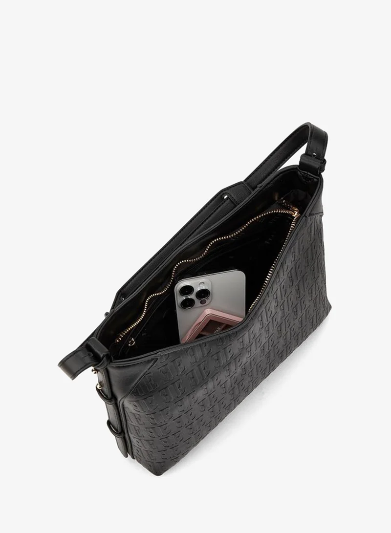 ELLE BLACK Embossed Shoulder Bag With Strap Handle for Women | Best Price UAE