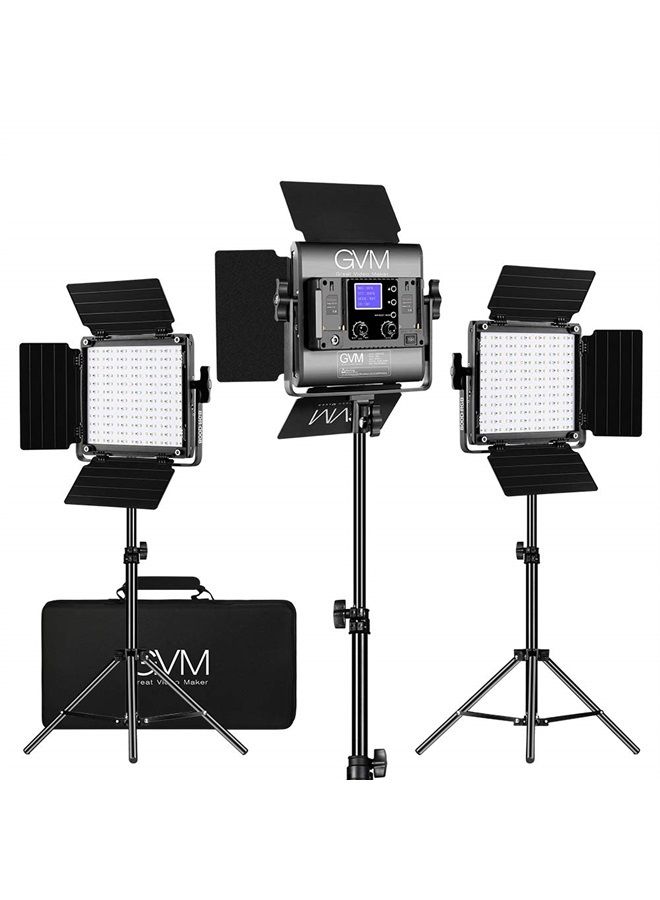 GVM Great Video Maker GVM RGB LED Video Lighting Kit, 800D Studio Video Lights with APP Control, Video Lighting Kit for YouTube Photography Lighting, 3 Packs Led Light Panel, 3200K-5600K, 8 Kinds of The Scene Lights - Image 1