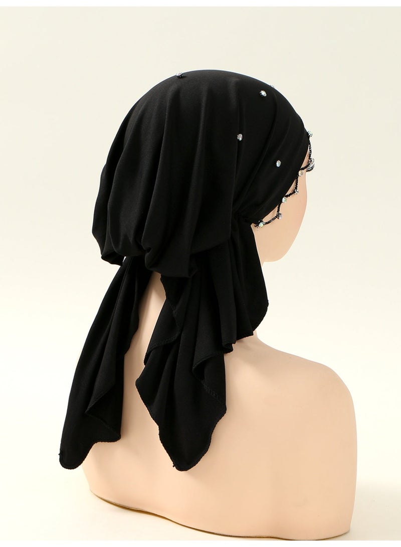 حافة رأس الوشاح مع بائكة لف الشمس شاشة قبعة النساء بونيت المسلمة توربان الفاصوليا قبعة منحنية قبعة تساقط الشعر الرأس - Image 3