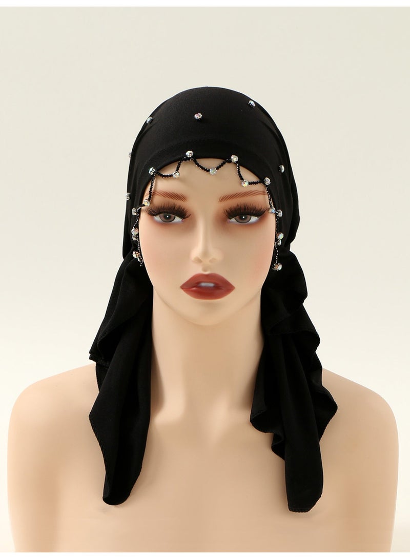 حافة رأس الوشاح مع بائكة لف الشمس شاشة قبعة النساء بونيت المسلمة توربان الفاصوليا قبعة منحنية قبعة تساقط الشعر الرأس - Image 2
