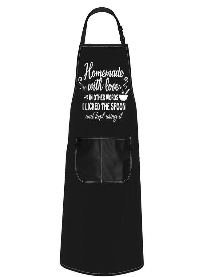 POFULL Kitchen Apron Homemade with Lover in Other Words I Licked The Spoon and Kept Using It (homemade with love Apron) - Image 1