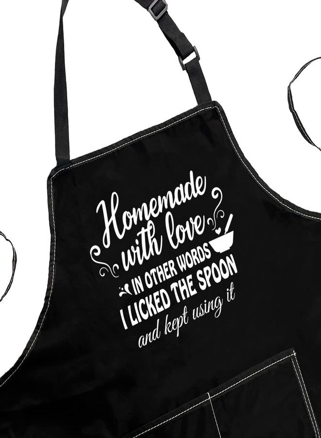 POFULL Kitchen Apron Homemade with Lover in Other Words I Licked The Spoon and Kept Using It (homemade with love Apron) - Image 2