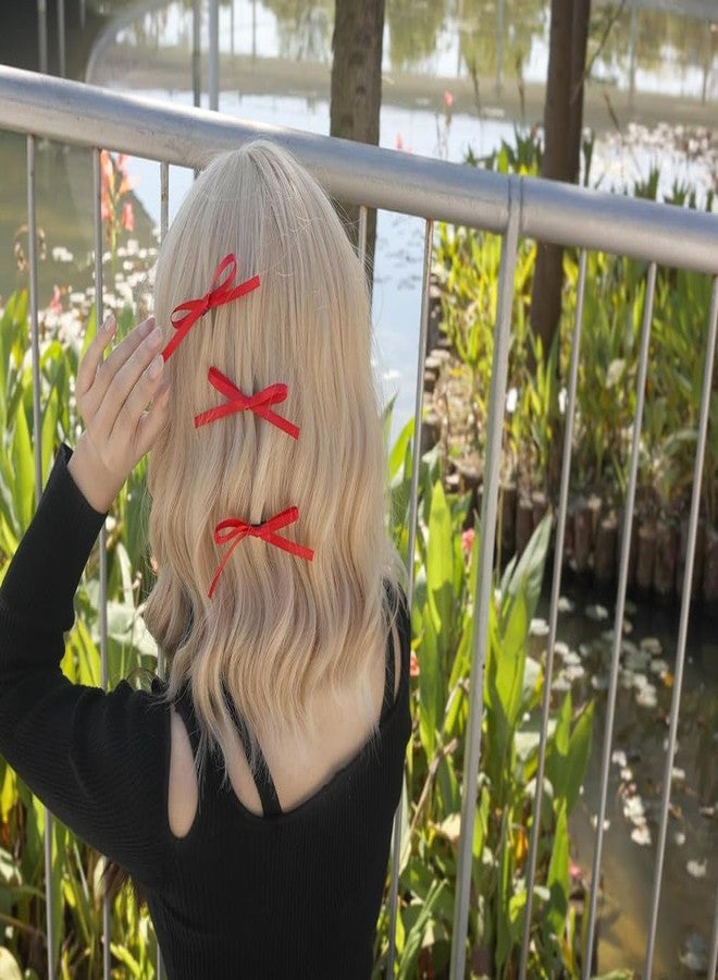 CHIROGRAPHY 10 pcs Premium Women's Bow Hair Clip, Long Tail Ribbon Small Ribbon Clips Ponytail Holder Bow Hair Clips Black Red Children's Claw Clips Girls Headdress|red color - Image 4